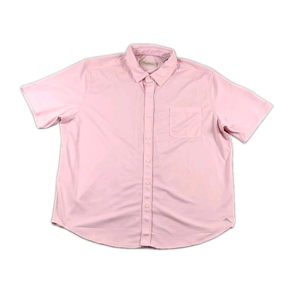 NWT Tommy Bahama San Rio Pique Short Sleeve  Stretch Shirt Mens XXL Pink Mist